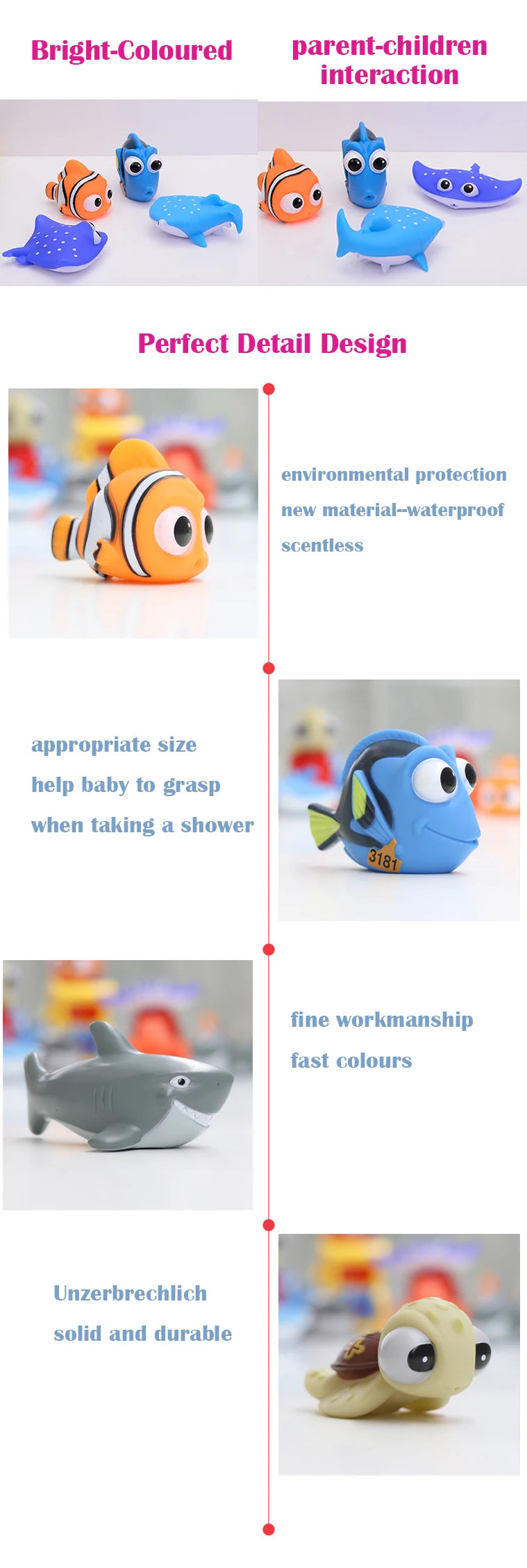 Finding Nemo Baby Bath Squirt Toys Kids Funny Soft Rubber Float Spray Water Squeeze Toys  Bathroom Play Animals For Children