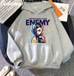 Jinx Arcane Hoodie ENEMY Cool Graphic Print Sweatshirt Women Tracksuit Sudaderas Aesthetic Clothes Streetwear Manga Casual Male