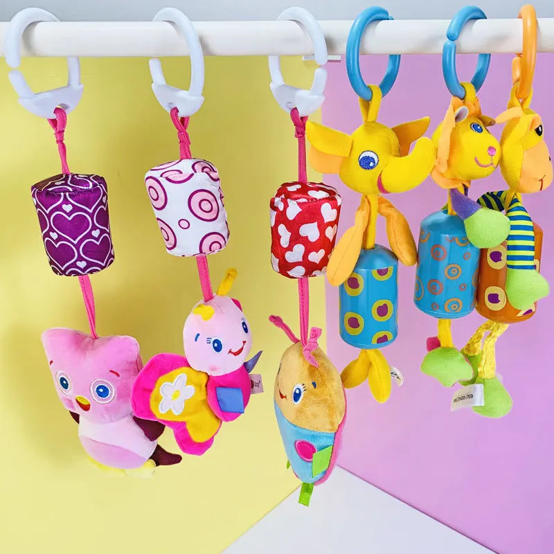 New Baby Animal Rattles Bed Stroller Bell Toys Newborn Grab Ability Training Dolls Educational Plush Infant Toy 0-12 Month