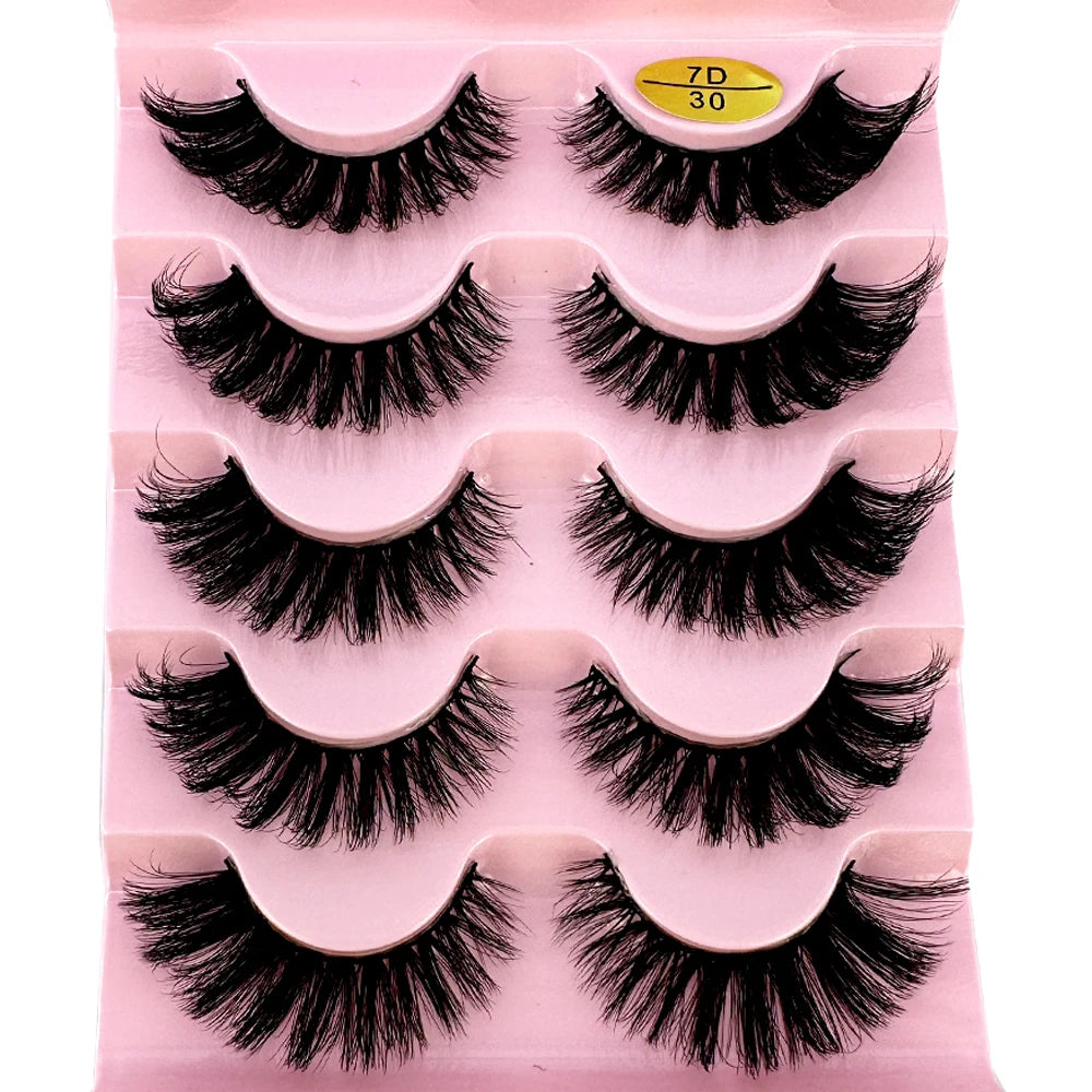 5pairs Classic Hybrid Volume Lashes New Arrival Wispy D Curl Short Russian Strip Lashes Makeup False Eyelashes