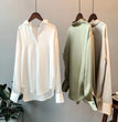 1pc Womens Silk Shirt Vintage Top Longsleeve Blouse Overshirt