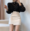 Fashion Long Sleeve Women Blouse Hollow Out Lace Blouse Shirt Tops Women Blusas Mujer De Moda 2024 Blouses Femme Women Shirts