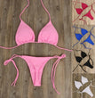 2 Pcs/Set Bikini Set Solid Color Halter Neck Strap Thong Women Swimsuit Set Beachwear Women Swimsuit Sexy Bathing Suit Bikinis