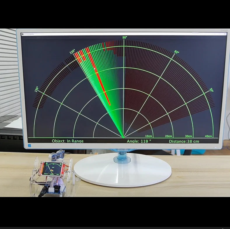 Acrylic Mini Radar Robot With TFT Small/Big Screen to Ultrasonic Radar For Arduino Robot for ESP8266 Programmable Toys Diy Kit