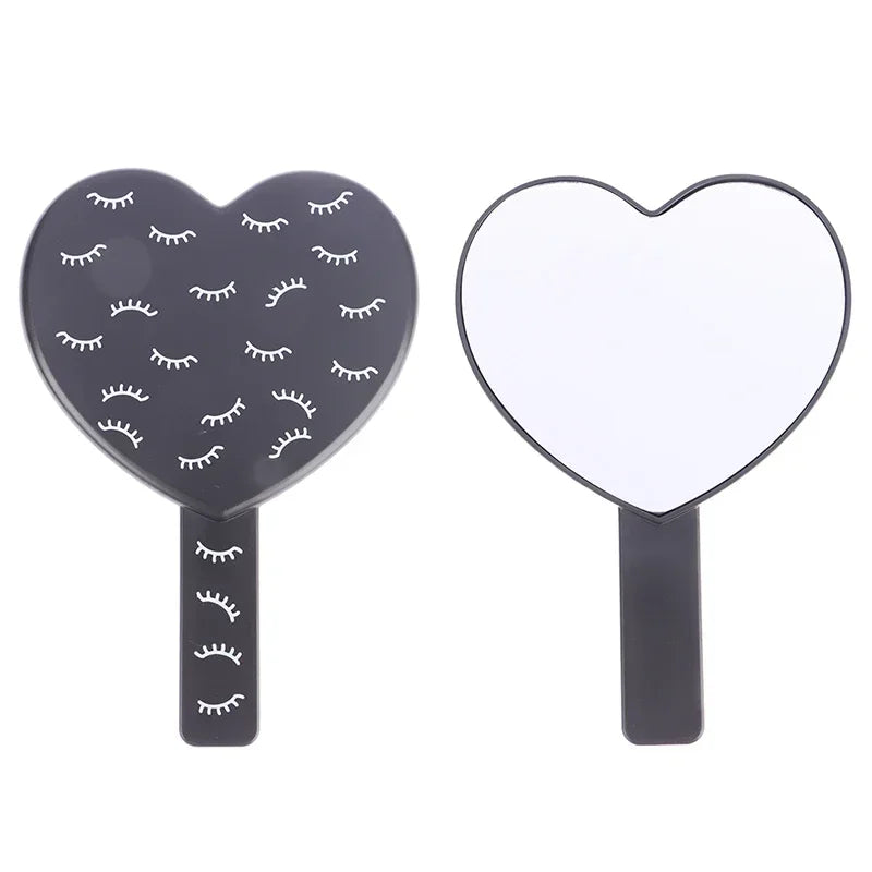 1 Pcs High Definition Handheld Heart-shaped Eyelash Mirror Eyelash Inspection Mirror Makeup Gadgets Vanity Mirror Girl Gifts