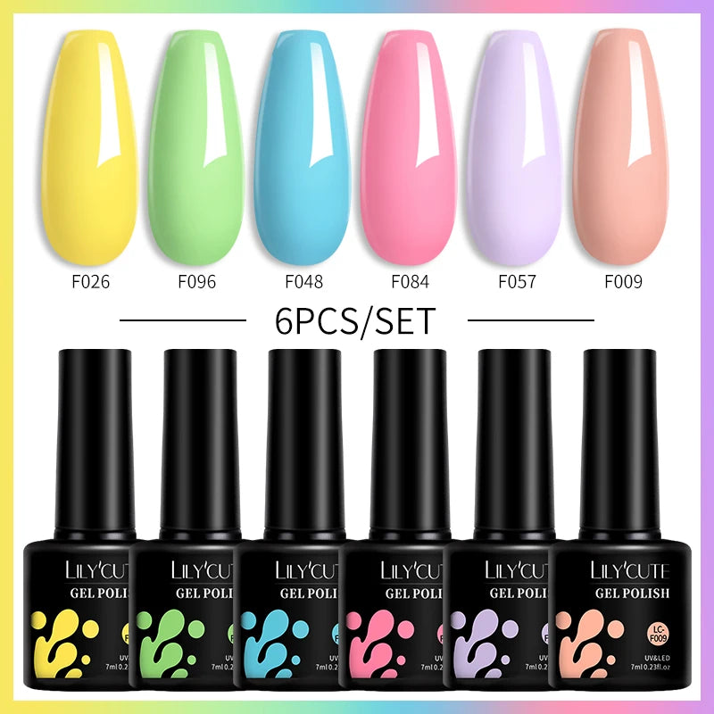 LILYCUTE 6Pcs/Set Gel Nail Polish Popular Colors In Autumn Semi Permanent Soak Off UV LED Nail Art Gels Nail Gel Polish