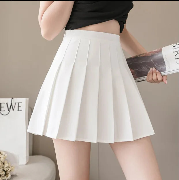 2024 White Women Pleated Skirts Summer High Waist Zipper Girls Dancing JK Mini Skirts Black Fashion Student A Line Faldas