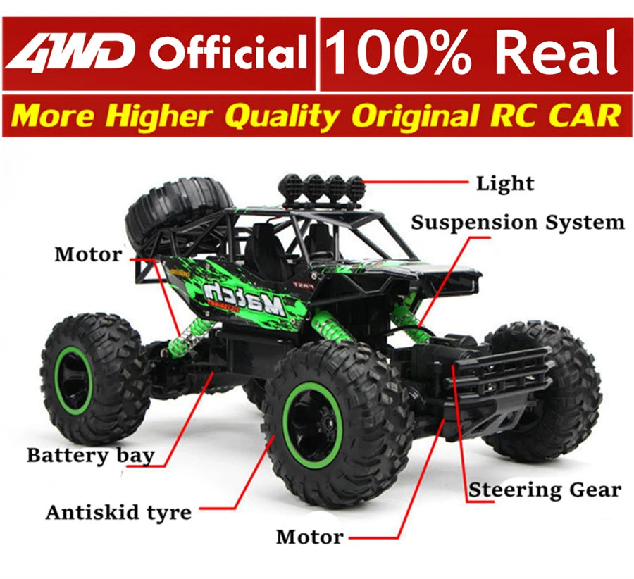 4WD Remote Control Car With Led Lights Radio RC Buggy Off-Road Drift Trucks RTR Vehicle Gifts Toys for Children Boys Kids Adults