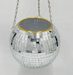 1PC Disco Ball Creative Round Flowerpot Hanging Basket Plastic Glass Mirror Plant Planting Pot Succulent Slivery