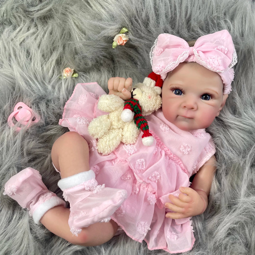 Two Options 18-19 Inch Reborn Baby Doll Girl Bettie Face Newborn Vinyl or Cloth 3D Skin Visible Veins Handmade Christmas Gift