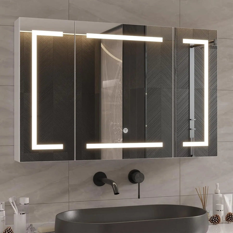 Medicine Cabinets with Mirrors and Led Lights 39.4''x23.6'' Wall Bathroom Mirror with Storage and Charging Station Wall Mounted