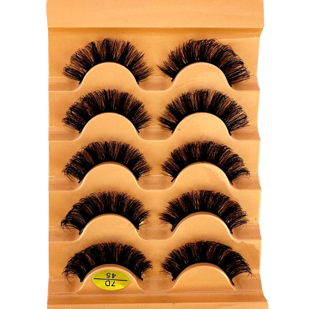 5pairs Classic Hybrid Volume Lashes New Arrival Wispy D Curl Short Russian Strip Lashes Makeup False Eyelashes