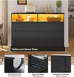 Black Dresser with LED Lights and Charging Station, 51.2" Long Dresser Chest,Modern 6 Drawer Dresser for Bedroom, Living Room