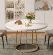 Round Dining Table 47.24 Inch Kitchen Table for 4 People Wooden Marble Pattern Dinner Room Table with Gold Base for Home office