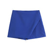 Willshela Women Fashion Asymmetrical Shorts Skirts High Waist Back Pockets Side Zipper Vintage Female Skort Solid