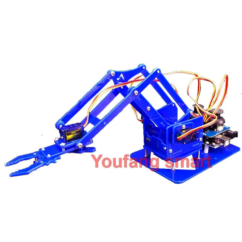 SG90 4 DOF Unassembly Acrylic Mechanical Arm Bracket Robotic Manipulator Claw For Arduino UNO Learning DIY Kit Programmable Toys