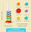 Montessori Rotating Rainbow Tower Baby stacking Puzzle Toys safety andEnvironmental Protection Colored children's Toys