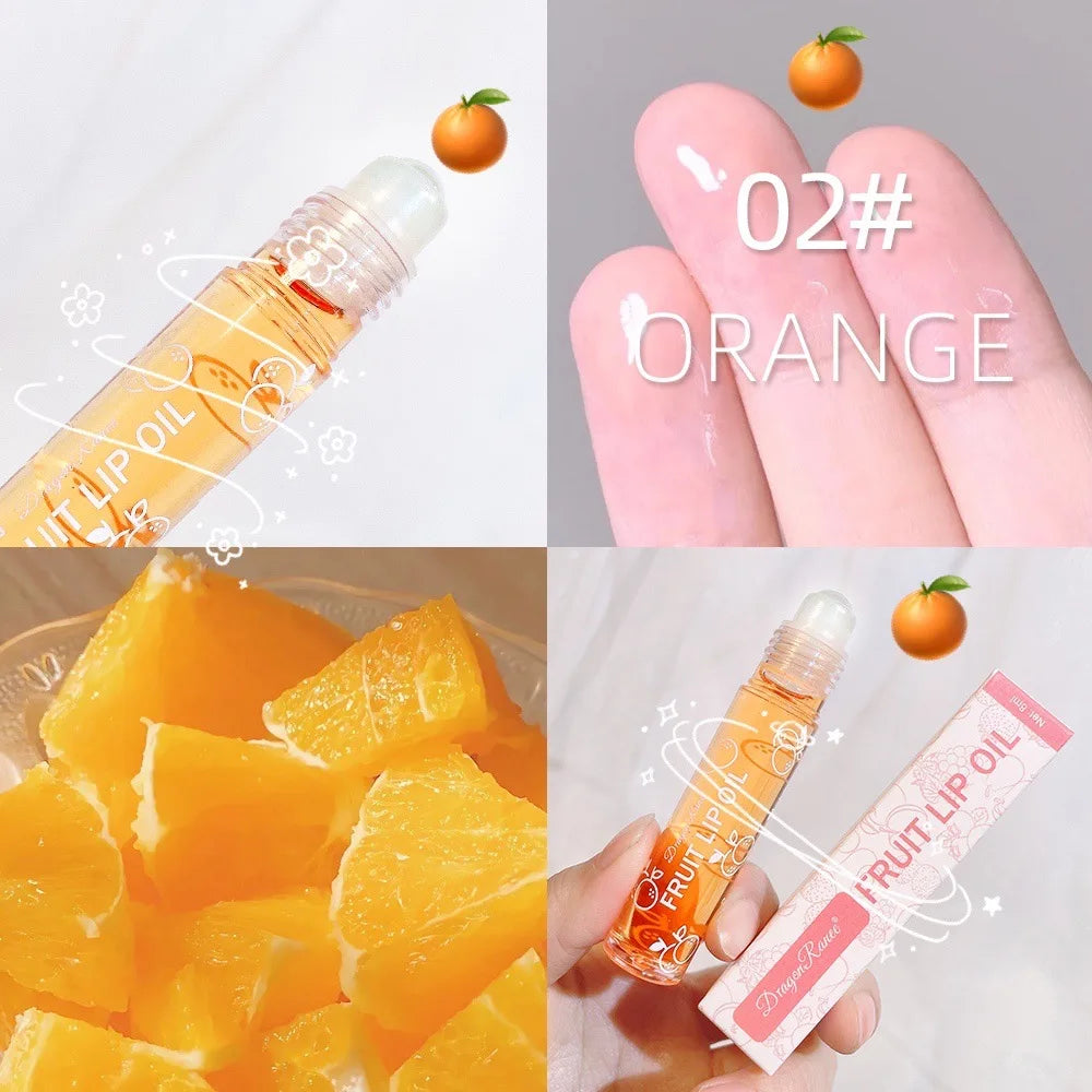 Roll-On Lip Oil, Moisturizing and Hydrating Lip Gloss, Nourishing Lip Balm Liquid for Smooth and Soft Lips, Long-Lasting Shine