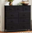 Dresser for Bedroom with 9 Drawers,Fabric Closet Organizer, Cloth Dresser with Metal Frame and Wood Tabletop Chest Storage Tower