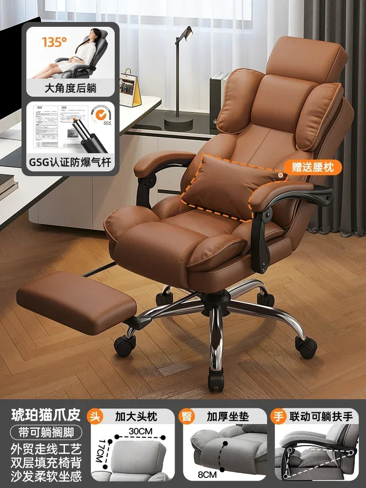 Comfortable Office Boss Chair, Reclining Gaming Computer Chair for Bedroom and Living Room, Study Sofa Chair, Home Furniture