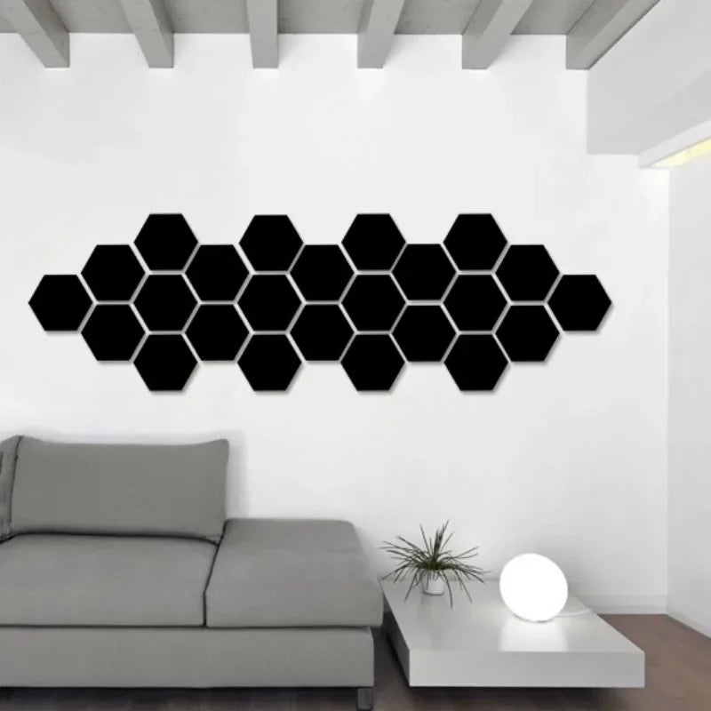 12PCs 3D acrylic mirror wall sticker home decor hexagon DIY decorations removable living-room decal art ornaments for home