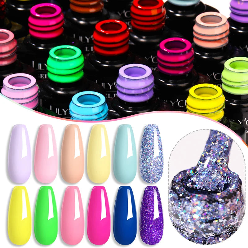 LILYCUTE 129 Colors 7ML Nail Gel Polish Nail Supplies Vernis Semi Permanent Nail Art Manicure Soak Off LED UV Gel Nail Varnishes