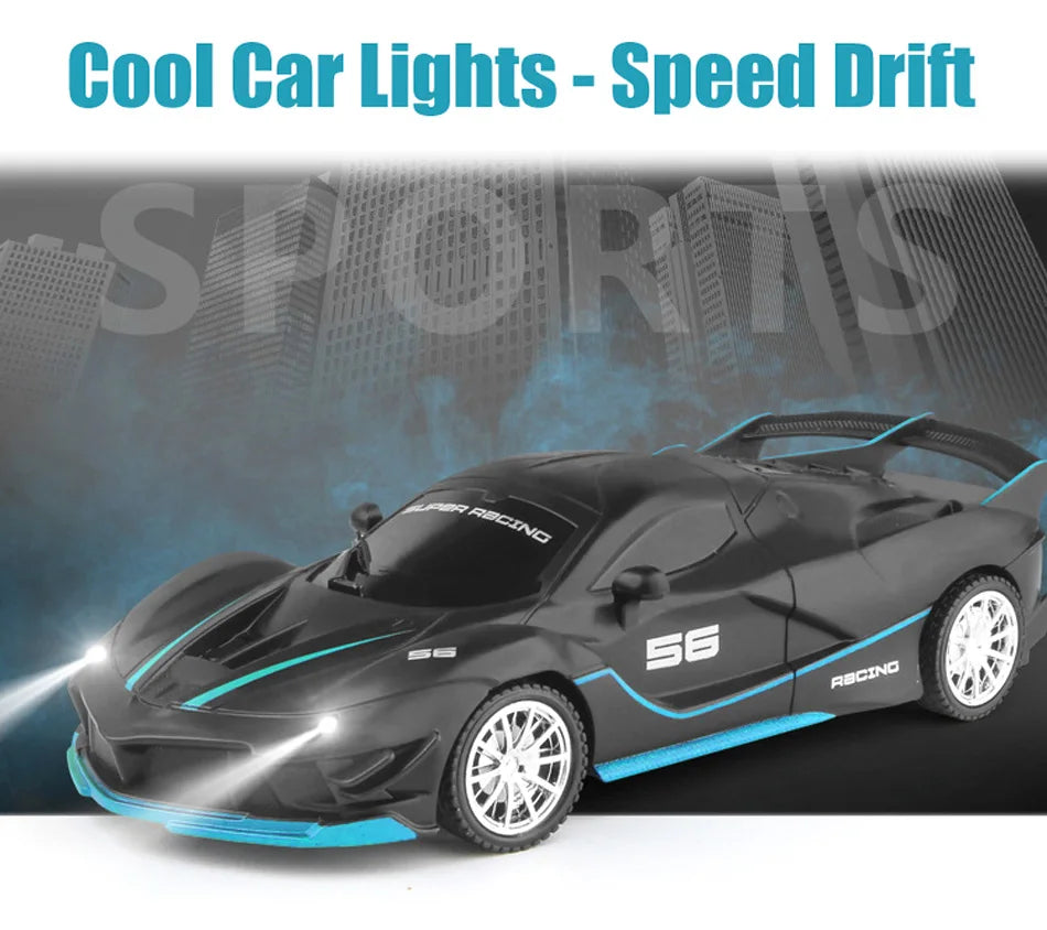 1/18 RC Car LED Light 2.4G Radio Remote Control Sports Cars For Children Racing High Speed Drive Vehicle Drift Boys Girls Toys