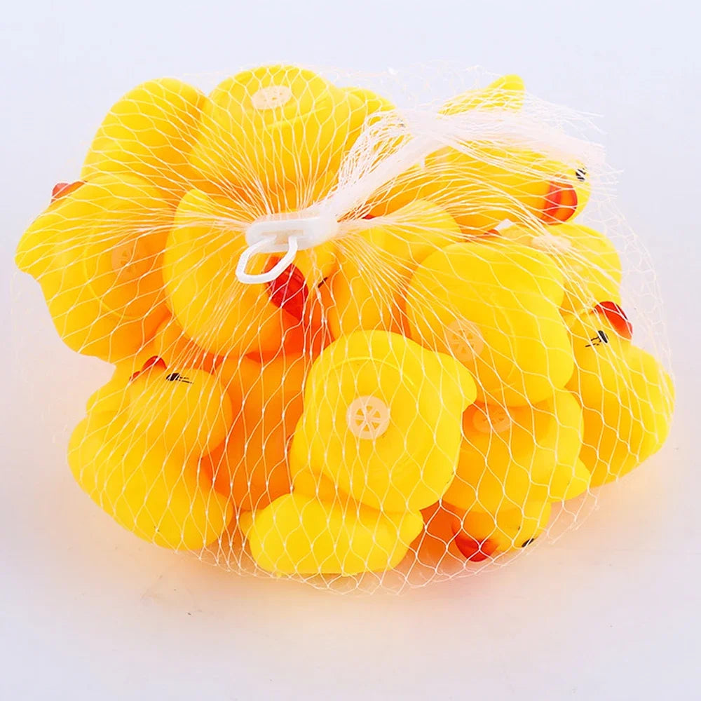 20-300pcs Baby Bath Toys Swimming Pool Bathing Ducks Water Game Float Squeaky Sound Rubber Ducks Toys for Children Gifts