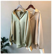 1pc Womens Silk Shirt Vintage Top Longsleeve Blouse Overshirt