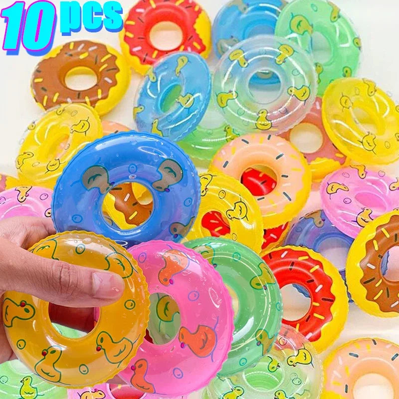 Kids' Mini Swim Ring Bath Toy Swimming Pool Float Circle Ring Toys Toy Baby Funny Doll Floating Rubber Bath Inflatable Games