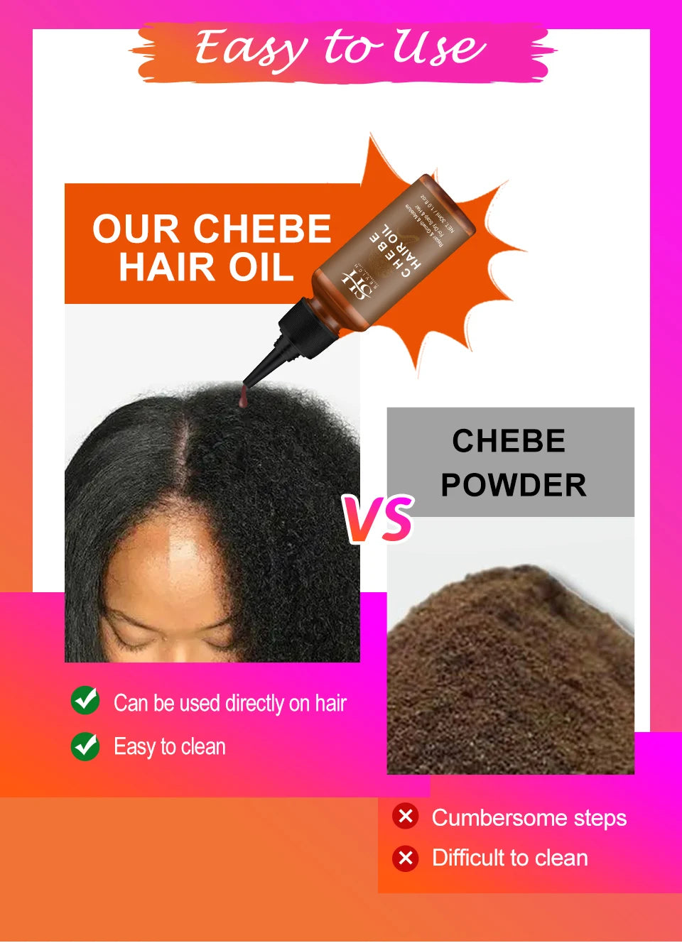 Sevich Chebe Hair Loss Treatment Spray Traction Alopecia Chebe Powder Essential Oil Africa Crazy Hair Growth Products Hair Care