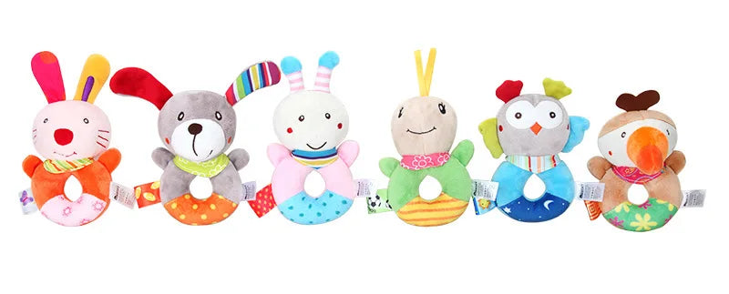 Baby Plush Rattle Cartoon Animals Crib Mobile Bed Bell Toys 0-12 Months Infant Toddler Early Educational Toy for Newborn  Gifts