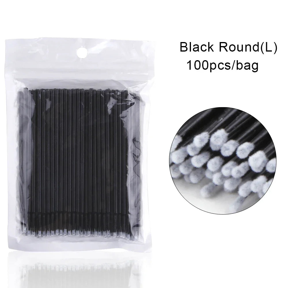 100PCS/Bag Eyelash Brushes Disposable Cotton Swab Micro Individual Eyelashes Microbrush Lash Removing Lash Extension Accessories