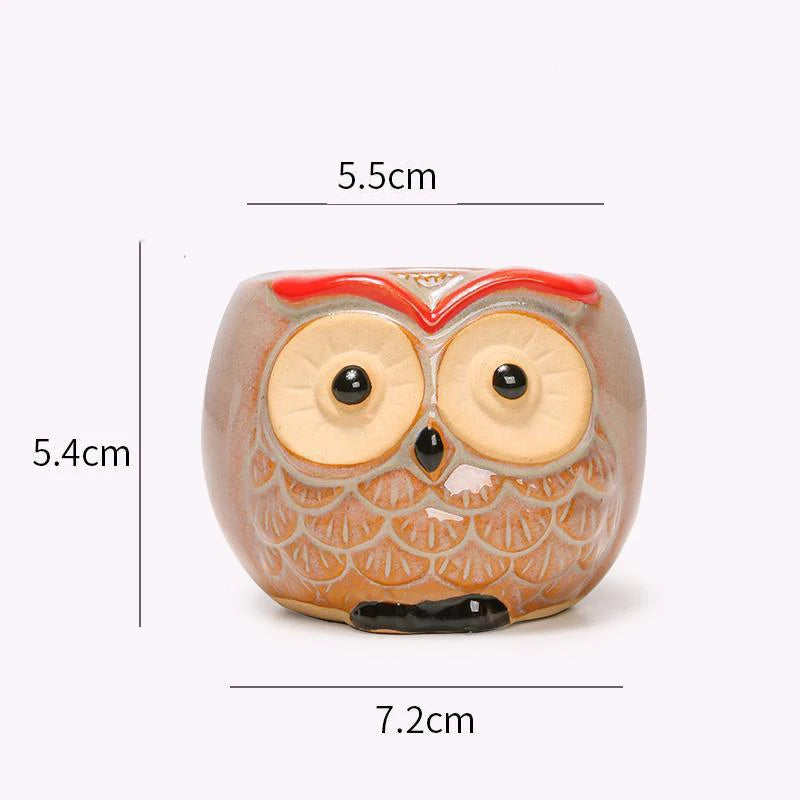 Ceramic Owl Flower Pot Garden Office Decoration Succulent Mini Owl Flowerpot Cute Animal Flowerpot Cactus Plants Planters