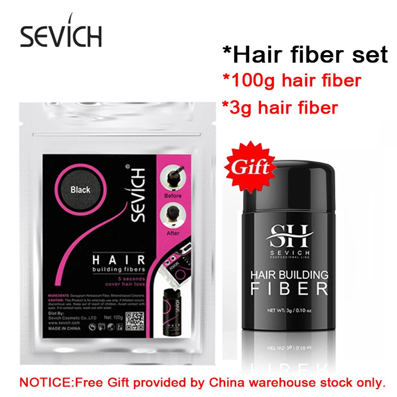 Sevich Hair Fibers Regrowth Powder Keratin Hair Building Fiber Powder Instant Hair Growth Concealer Applicator Hair Loss Product