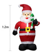 1.2M Christmas Decoration Crutch Santa Claus Inflatable Toy with LED Lights Outdoor Inflatable Model Ornament Party Garden Decor