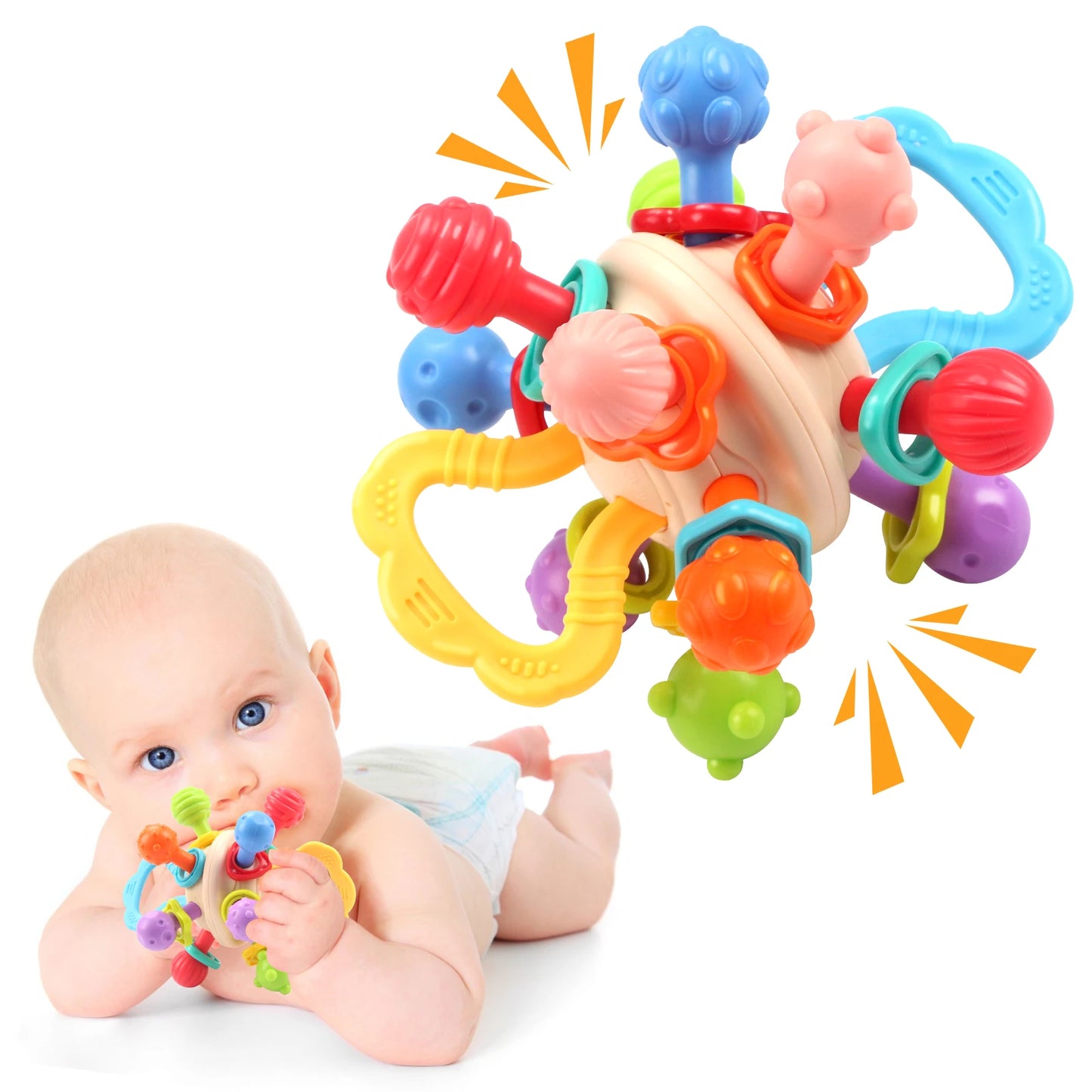 Baby Toy Manhattan Round Ball Soft Silicone Hand Grab Ball Rattle Infantil Chewable Teethers Toys For Infant 0-12months