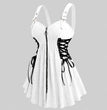 ROSEGAL Plus Size Hollow Out Jacquard Textured Zipper Vest Lace Up Buckle Grommet White Tank Women Summer Streetwear Cute Tops