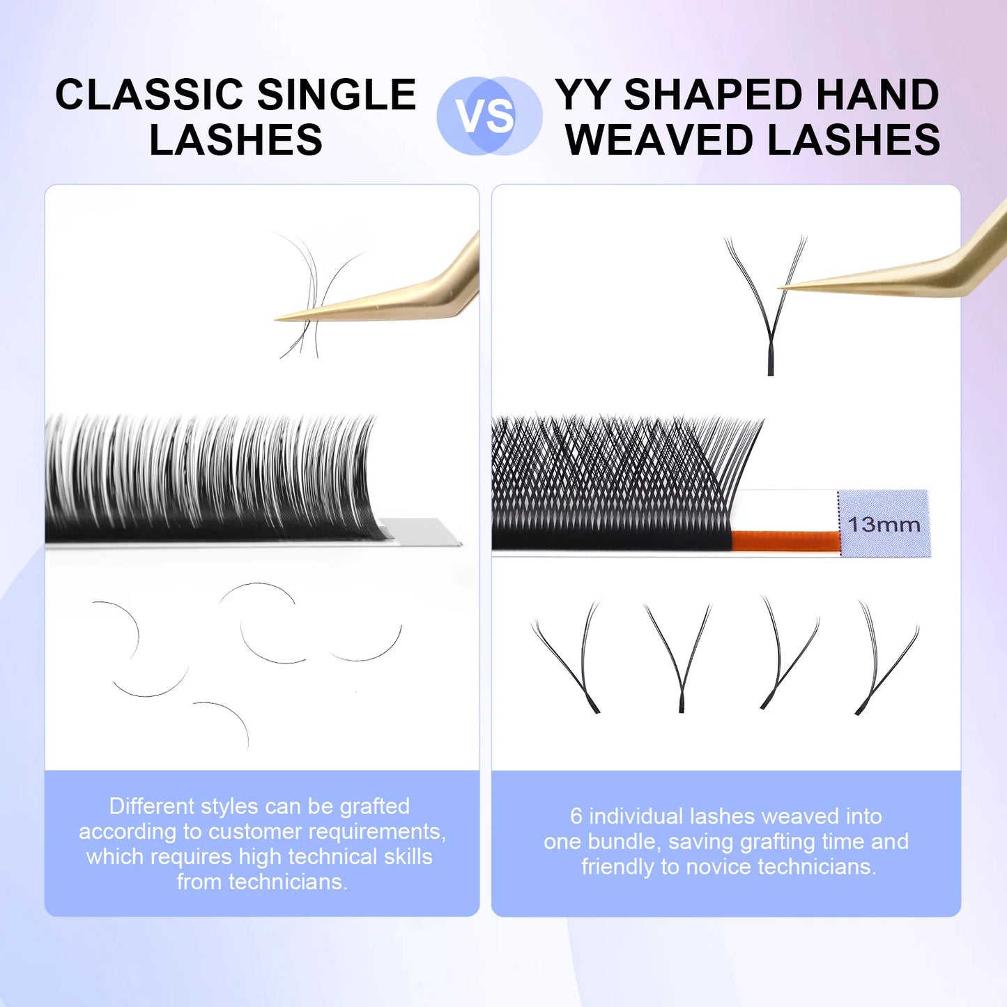 NAGARAKU YY Shape Double/Three Split Tips Triple Top  Interlaced Root Eyelash Extensions Eyelashes