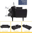 Velvet Convertible Futon Couch Bed with Adjustable Backrest and Memory Foam Mattress 3-level Foldable Love Seat Sleeper Sofa