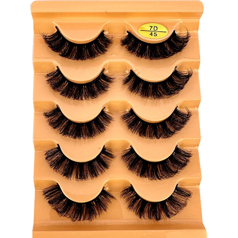 5pairs Classic Hybrid Volume Lashes New Arrival Wispy D Curl Short Russian Strip Lashes Makeup False Eyelashes