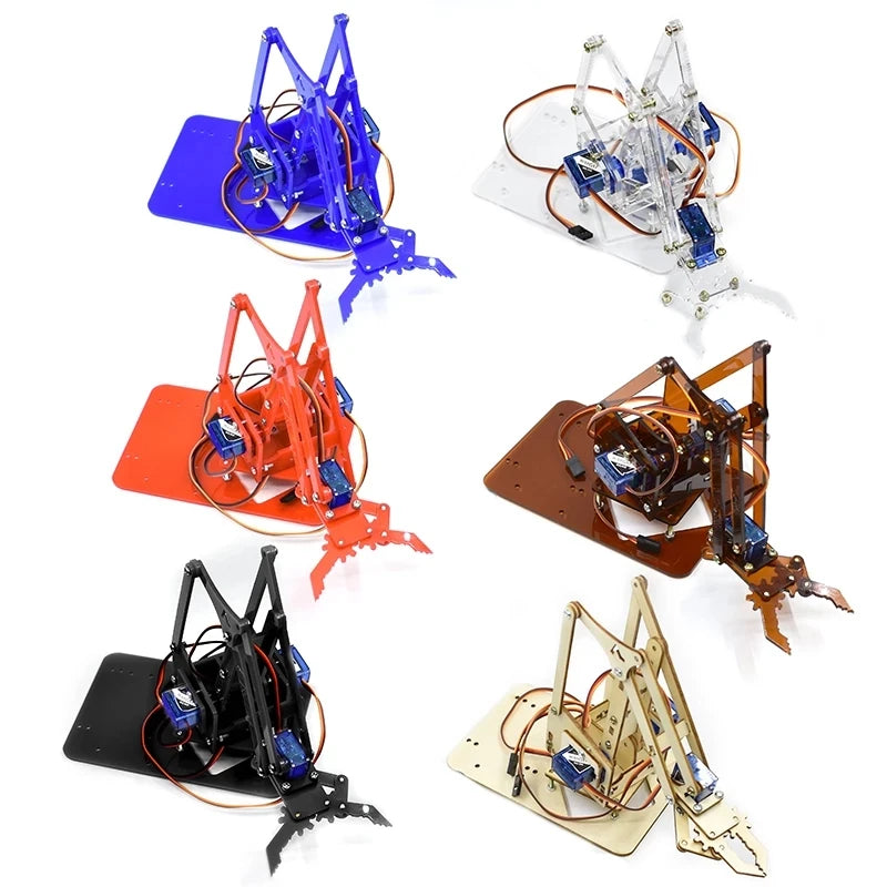 SG90 4 DOF Unassembly Acrylic Mechanical Arm Bracket Robotic Manipulator Claw For Arduino UNO Learning DIY Kit Programmable Toys