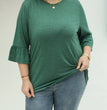 Plus Size Solid High Low Hem Longline Top, Casual Long Sleeve Top For Spring & Fall, Women's Plus Size Clothing