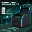 LED Gaming Massage Recliner Chair, Racing Style Single Living Room Sofa Comfortable Ergonomic Home Theater Seating, Chairs