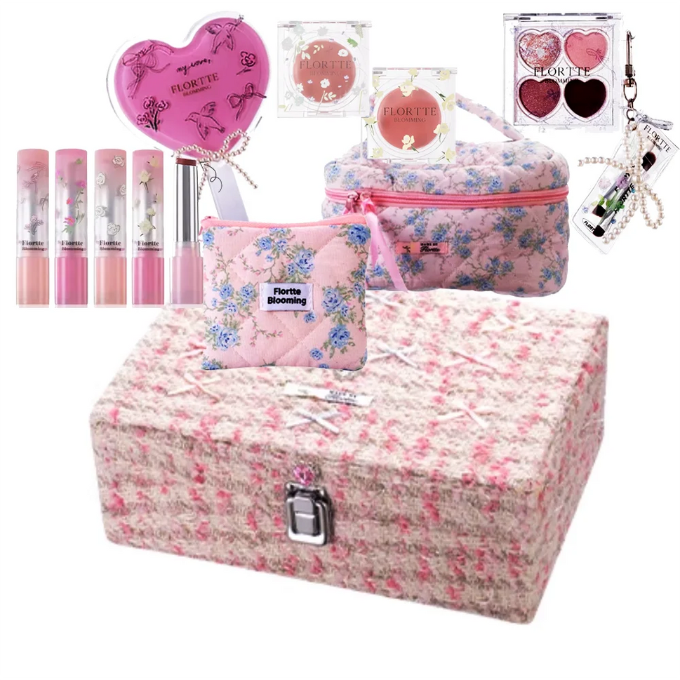 FLORTTE Narcissistic Series ALL IN Makeup Gift Box Eye Shadow Multi Purpose Blusher Cream Solid Lip Gloss Lipstick 11pcs Kit