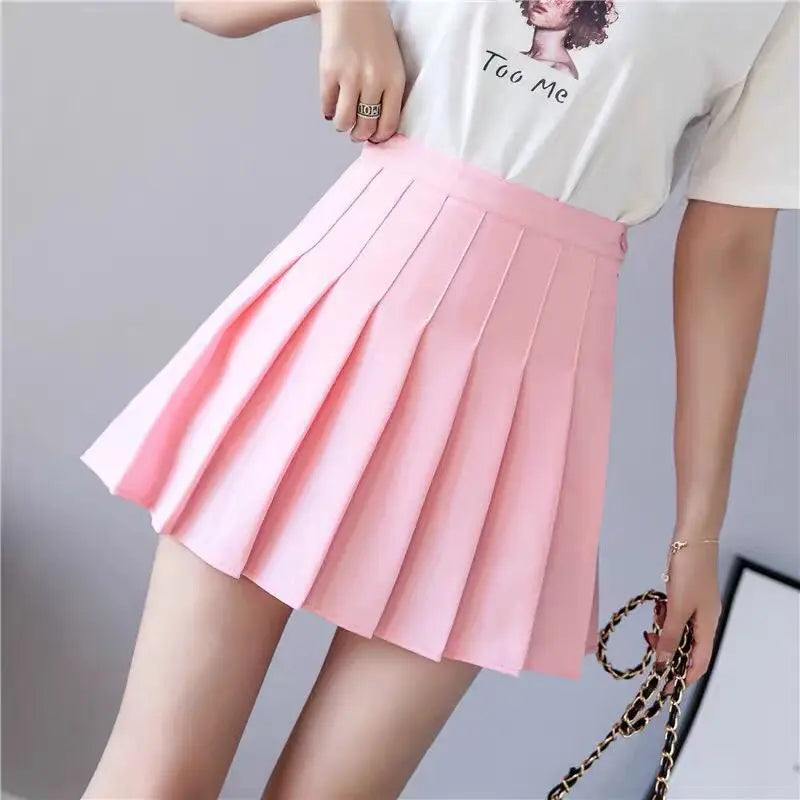 2024 White Women Pleated Skirts Summer High Waist Zipper Girls Dancing JK Mini Skirts Black Fashion Student A Line Faldas