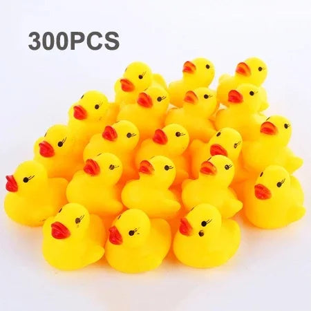 20-300pcs Baby Bath Toys Swimming Pool Bathing Ducks Water Game Float Squeaky Sound Rubber Ducks Toys for Children Gifts