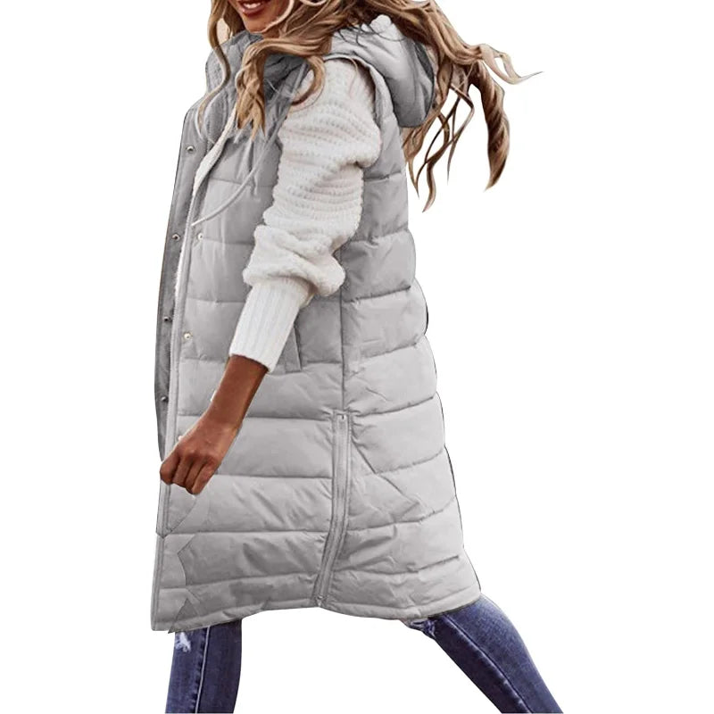 Long with Hood Outdoor Vest Down Women's Jacket Quilted Coat Sleeveless Jacket Winter Light Weight Sweaters