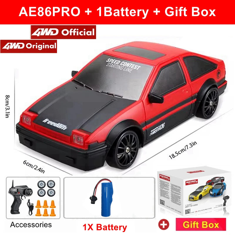 4WD RC Drift Car Remote Control GTRPRO AE86PRO Model 4x4 Racing RTR Radio Truck Vehicle Toy Gift for Boy Girl Children Kid Adult