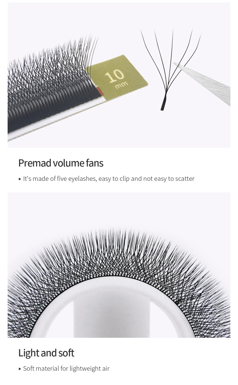 GLAMLASH 5D - W Shaped Eyelash Extension Automatic Flowering W Fake Lashes 0.07mm C/D/L/LU Curl Individual